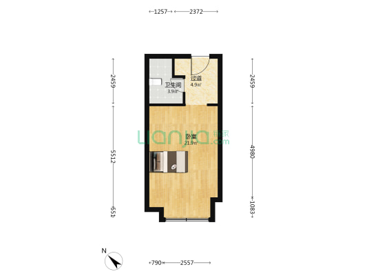 美好广场 1室0厅1卫 48平方