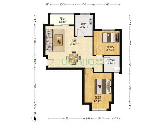 苇岸人家 2室1厅1卫 89平方