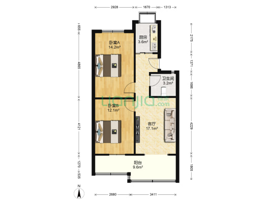 水厂家属院（华林路） 2室1厅1卫 69平方