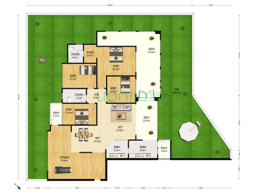 金河谷一期 5室2厅2卫 156平方