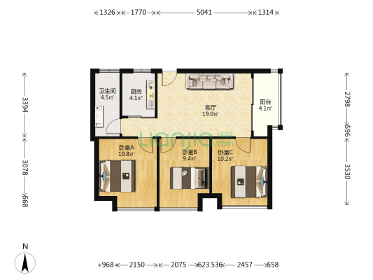 港前路 3室1厅1卫 81平方
