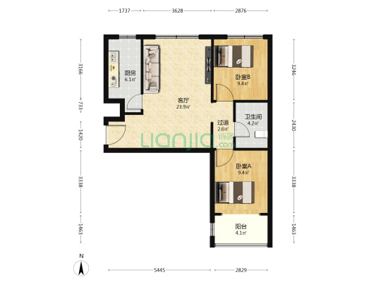公元壹号三期 2室1厅1卫 87平方