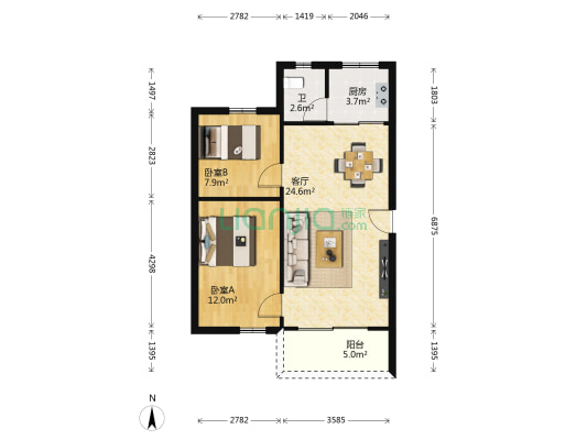 升华巷18号 2室1厅1卫 67平方