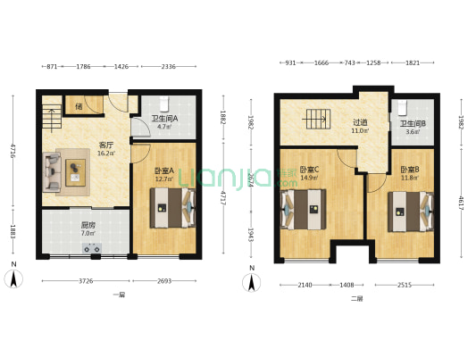 崧泉路1185号 3室1厅2卫 69平方