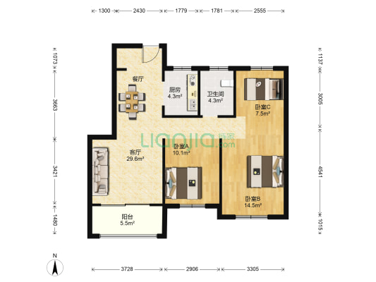 奥莱福邸 3室1厅1卫 99平方