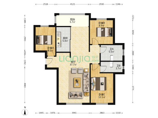 爱达·盛锦 3室1厅2卫 133平方