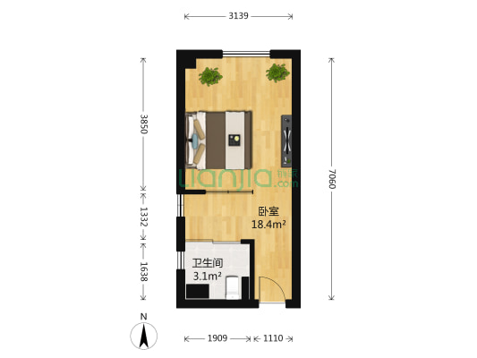 绿地启航社 1室0厅1卫 35平方
