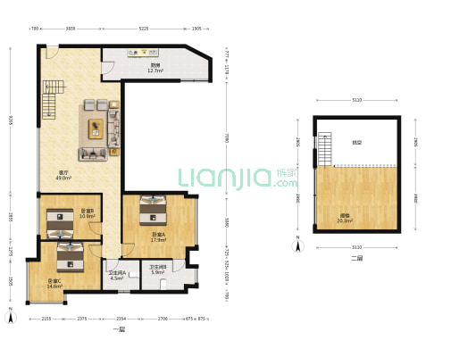 逸品城 3室1厅2卫 136平方