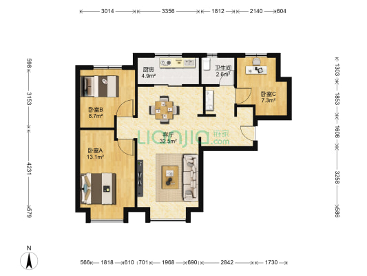 万科民和巷 3室1厅1卫 100平方