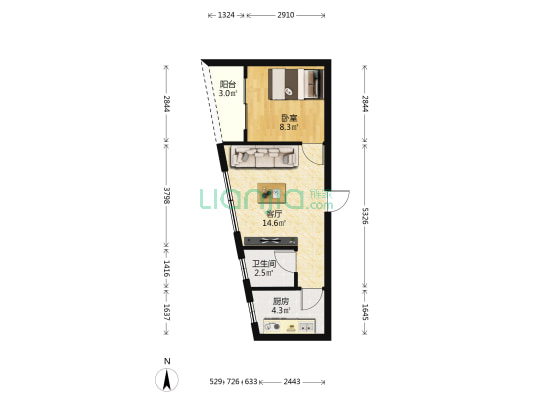 百兴苑韵涛居 1室1厅1卫 41平方