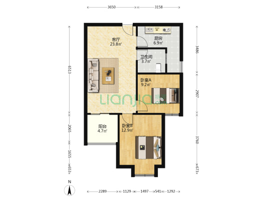黄金花园 2室1厅1卫 81平方