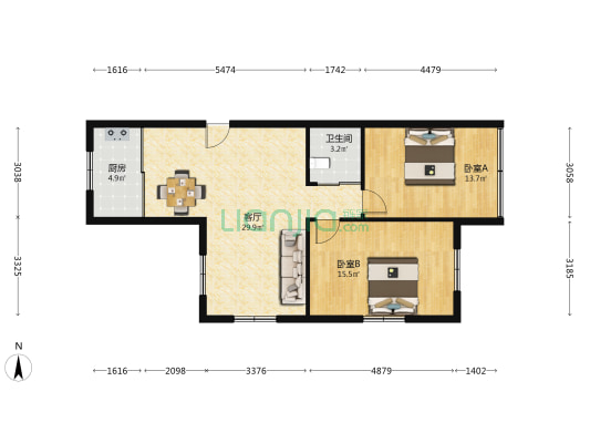西山东路176号 2室1厅1卫 85平方