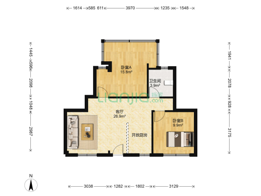湖滨小区 2室1厅1卫 63平方