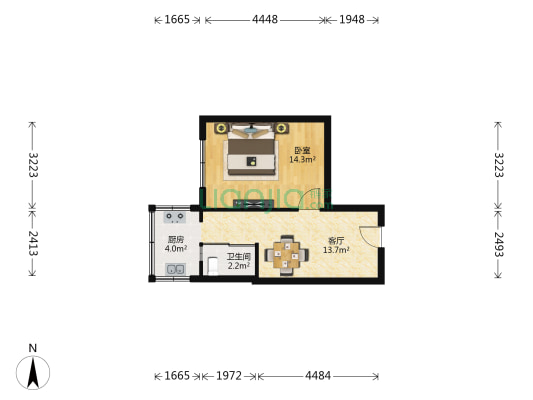 万泉小区 1室1厅1卫 41平方