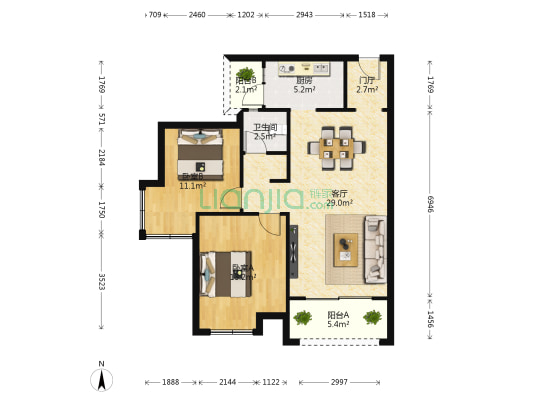 花样年花样城 2室1厅1卫 85平方