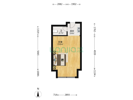 亚太广场 1室0厅1卫 49平方