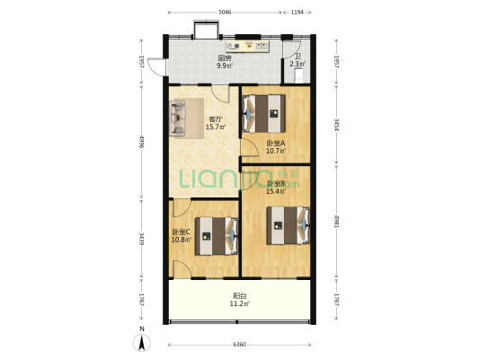 棉花公司 3室1厅1卫 84平方