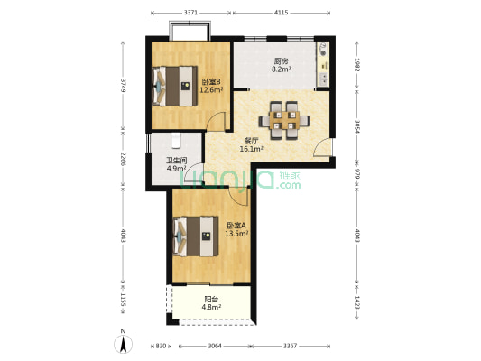 新吕翰林苑 2室1厅1卫 83平方