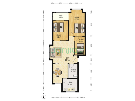 农商小区 3室1厅1卫 86平方