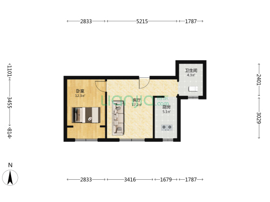 风雅园 1室1厅1卫 60平方