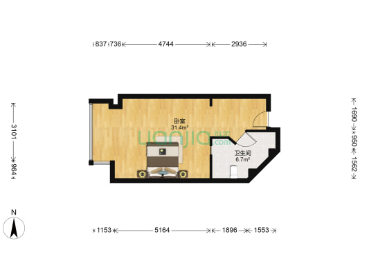 鄞奉路56号 1室0厅1卫 57平方