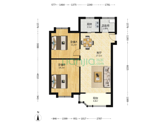 永清路335弄 2室1厅1卫 77平方