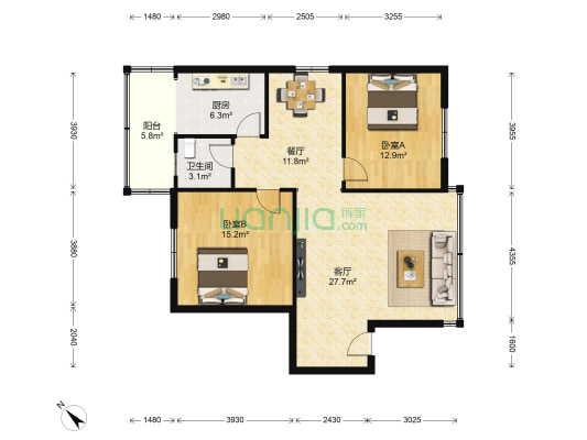 金发苑(斗门区) 2室2厅1卫 95平方