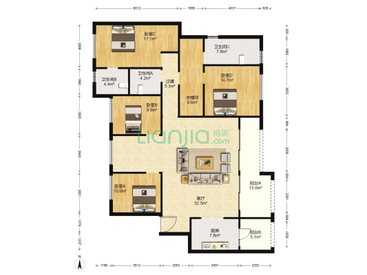 龙湖紫云台千山阅 4室1厅3卫 178平方