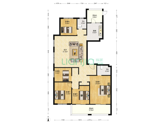 西凤锦园 5室1厅2卫 180平方