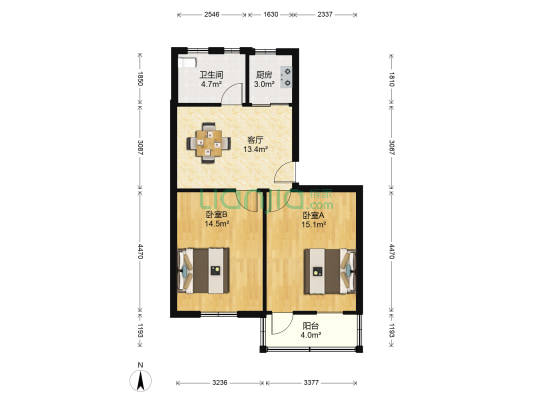 双虹路159号 2室1厅1卫 66平方