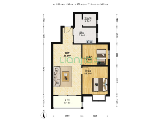 莲花小区 2室1厅1卫 79平方