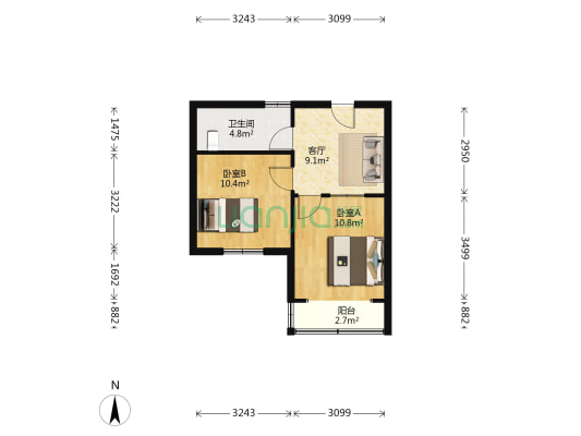 凤凰小区 2室1厅1卫 53平方