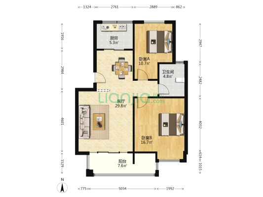 龙山庄园 2室1厅1卫 89平方