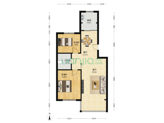 高科住宅 2室2厅1卫 94平方