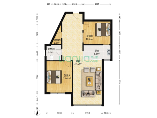 吉东托斯卡纳 2室1厅1卫 95平方
