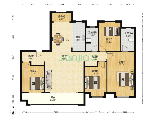 世茂·璀璨公园 4室1厅2卫 175平方