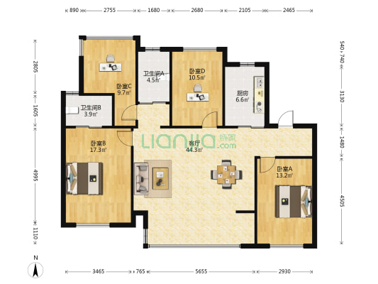 云栖隐山 4室1厅2卫 123平方