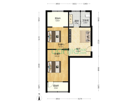 泰华街286号 2室1厅1卫 49平方