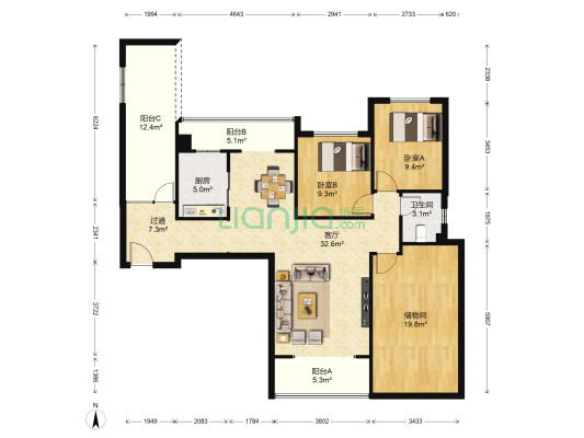 万景清樾华庭 2室1厅1卫 102平方