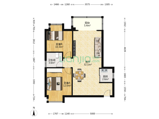 人信汉商银座 2室1厅1卫 86平方
