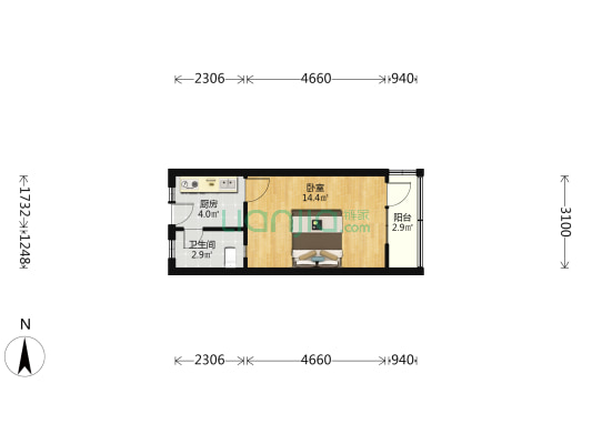 定西路690号 1室0厅1卫 30平方