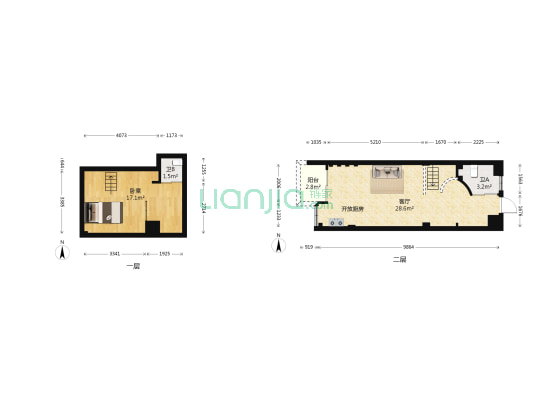 80大院 1室1厅2卫 44平方