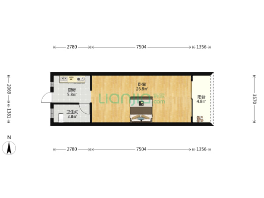 国际环球城 1室0厅1卫 55平方