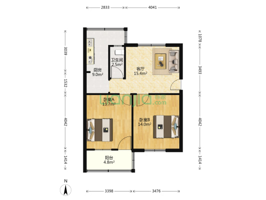 翠园十八巷 2室1厅1卫 67平方