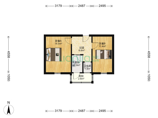 三建楼 2室0厅1卫 51平方