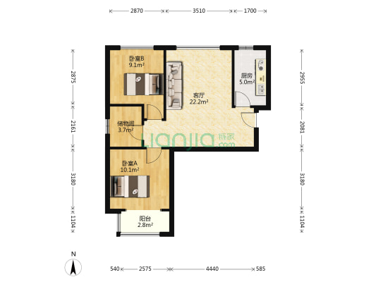 国樾龙城湾A区 2室1厅0卫 80平方