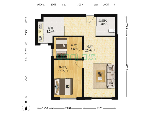 万科东湾半岛A区 2室1厅1卫 79平方