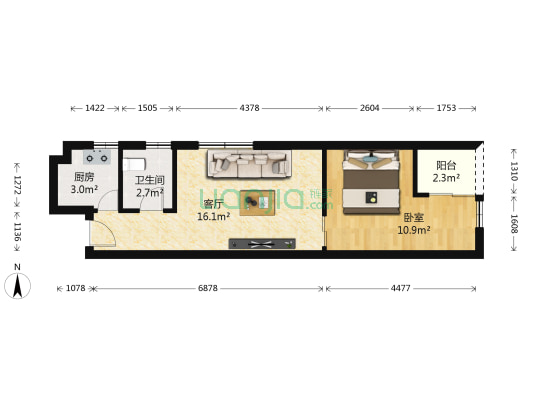 诚丰嘉座 1室1厅1卫 49平方