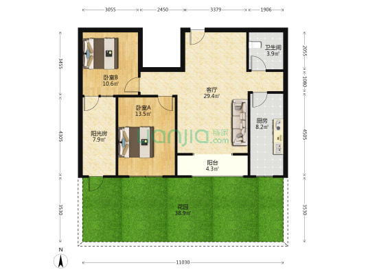 康德名居南区 2室1厅1卫 92平方