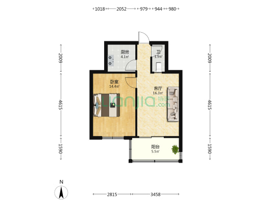 粮食局家属院（渚河路） 1室1厅1卫 47平方